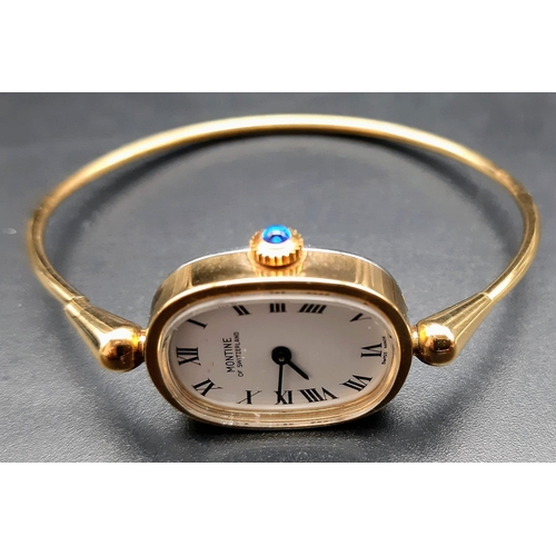 631 - A Montine of Switzerland Gold Plated Ladies Quartz Watch. Case -20mm. Comes in original case. In wor... 