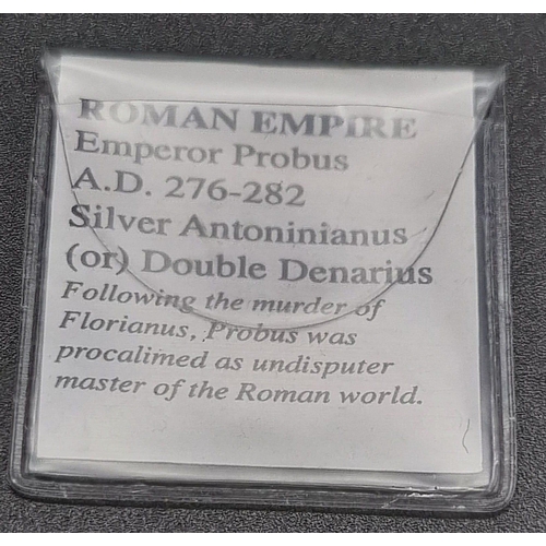 11 - An Ancient Roman Emperor Probus Silver Double Denarius Coin. 276-282AD. 4.21g. Please see photos for... 