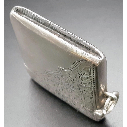 539 - An Antique Silver Vesta Case. Hallmarks for Birmingham 
1907. Makers mark of Henry Williamson. 4 x 4... 