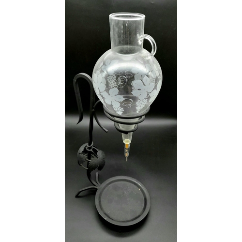 987 - Mid-Century Austrian Wine Decanter with Stand. 52cm high.