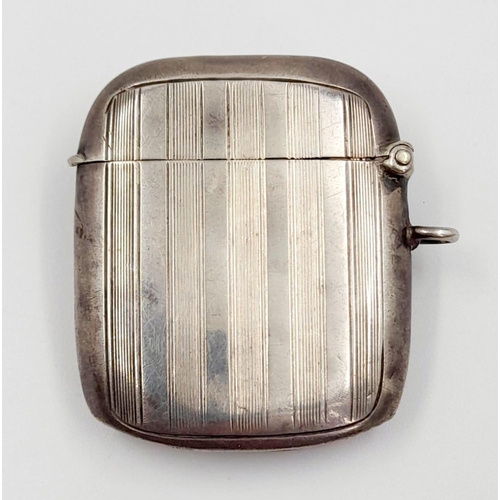 198 - An Antique Silver Vesta Case. Hallmarks for Birmingham 1910. 3.5 x 4cm