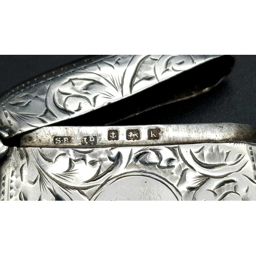 406 - An Antique Silver Vesta Case. Hallmarks for Birmingham 1909. Makers mark of S. Blanckensee. 4 x 4cm