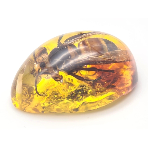 420 - A Large Scary-Looking Hornet Trapped in an Amber-Coloured Resin Pendant.