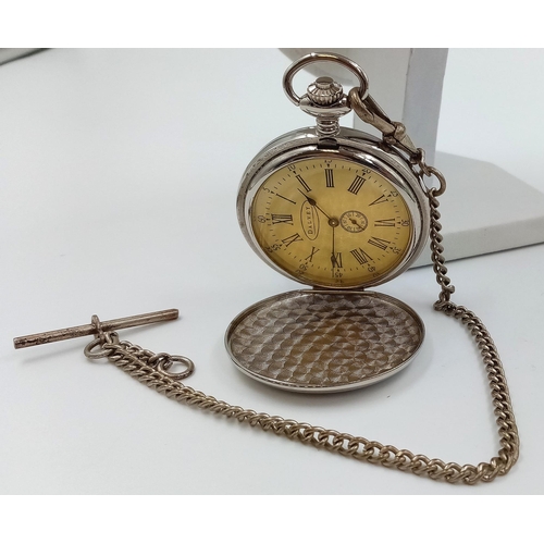 417 - A Vintage Dalvey White Metal Pocket watch and Fob.
Good condition buy not working at the moment so A... 