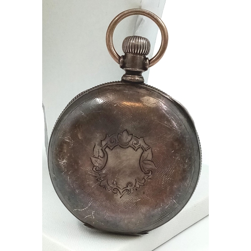 438 - An Antique Waltham Silver-Cased Pocket Watch. Deuber silver case. Inscription from 1897. 5.5cm diame... 