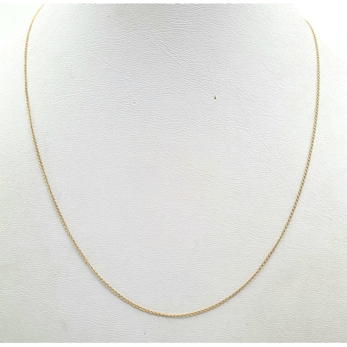 486 - A 9K Yellow Gold Disappearing Necklace. 42cm. 0.45g.