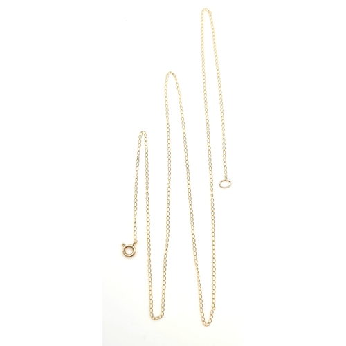 486 - A 9K Yellow Gold Disappearing Necklace. 42cm. 0.45g.