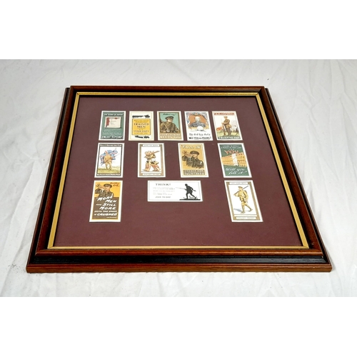 644 - WW1 British Framed Wills Cigarette Cards Recruiting Posters.