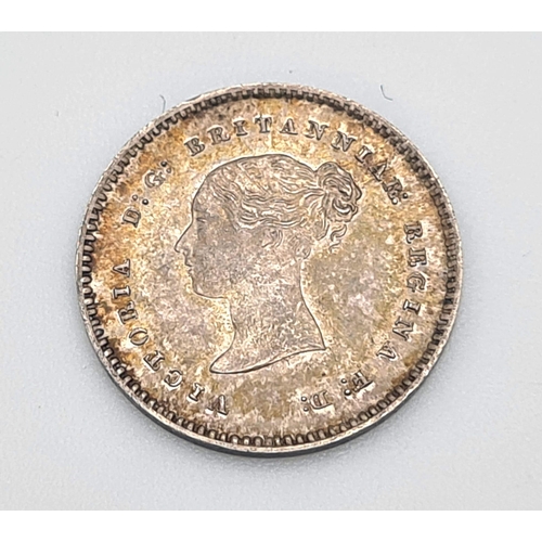 331 - A Two Pence 1870 Silver Coin. Near Uncirculated. Obverse - Features the young uncrowned portrait of ... 