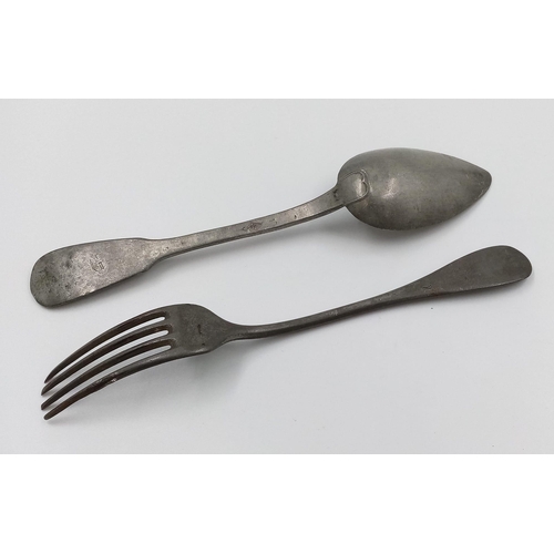 574 - WW2 German Waffen SS Junkerschule Officers Training College Fork and Spoon.