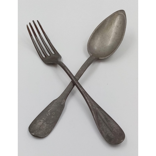 574 - WW2 German Waffen SS Junkerschule Officers Training College Fork and Spoon.