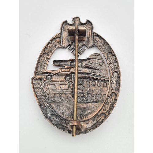 581 - Reproduction WW2 German Bronze Panzer Badge worn by armoured Car Troops and Grenadiers.