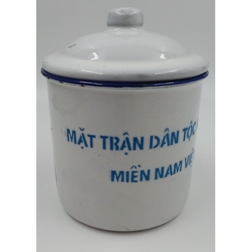 616 - Vietnam War Era Vietcong Enamel Rice Cup Dated 1968.