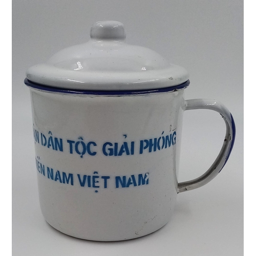 616 - Vietnam War Era Vietcong Enamel Rice Cup Dated 1968.