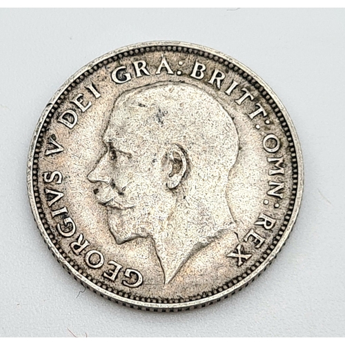 816 - A 1923 Silver Sixpence Coin. Good fine. Obverse - Bare head of King George V facing left, with the s... 