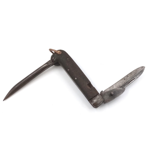 272 - WW1 British Naval War Department Marked Jack Knife with Marlin Spike for Splicing Rope. Maker: A. Ib... 