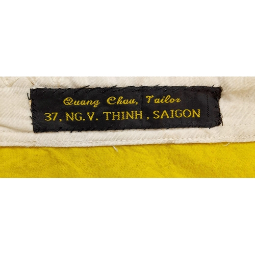 384 - Vietnam War Era South Vietnam Flag with Tailor’s Tag Dated 1968 105x62cm.