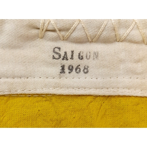 384 - Vietnam War Era South Vietnam Flag with Tailor’s Tag Dated 1968 105x62cm.