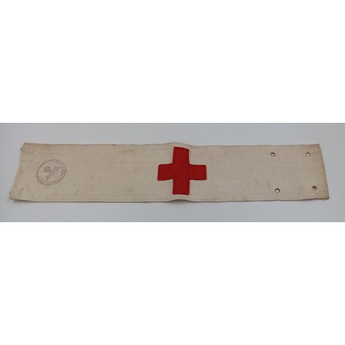 546 - WW2 German Medics Armband with Field Hospital Stamp.