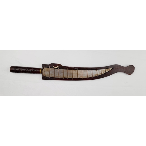 319 - An Early African Tribal Sword 51cm Length in Hand Carved Wood Display Sheath