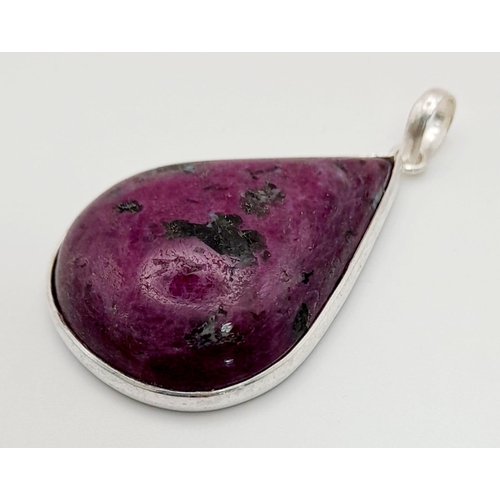 689 - A Collection of 3 Gemstone Pendants set in 925 Silver: Rose Quartz, Ruby Ziosite and Chalcedony Gems... 