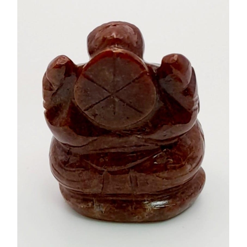 882 - An 85g Jasper Gemstone Carved Ganesh Figurine. 5cm.