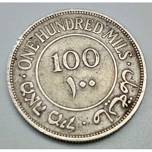 199 - Very good Condition Rare Date 1931 British Mandate Israel Palestine 100 Mils Silver Coin