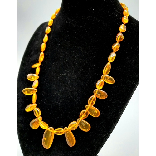 950 - A Vintage Amber Irregular Bead-Size Necklace. 46cm