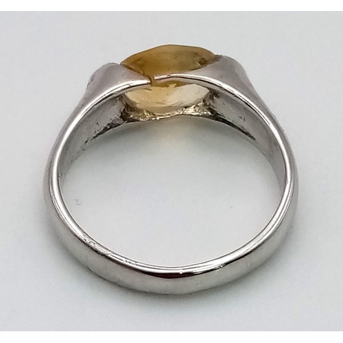 1130 - 925 Silver Citrine Ring, Citrine 1.20 Ct.