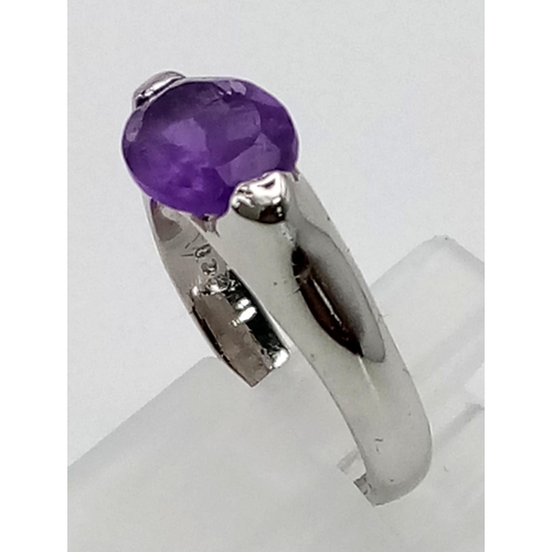 1164 - 925 Silver Amethyst Ring, Amethyst 1.20 Ct