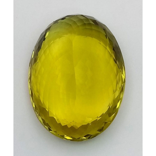 213 - 171.60 Ct Green Gold Quartz, Oval  Shape, GLI Certified