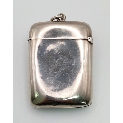 215 - An Antique Silver Vesta Case. Hallmarks for Birmingham 1893. Makers mark of G. Loveridge and Co. 4 x... 