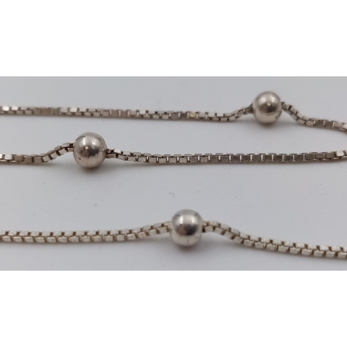 1023 - A 925 Silver Ball Necklace and Bracelet Set. 44 and 18cm.