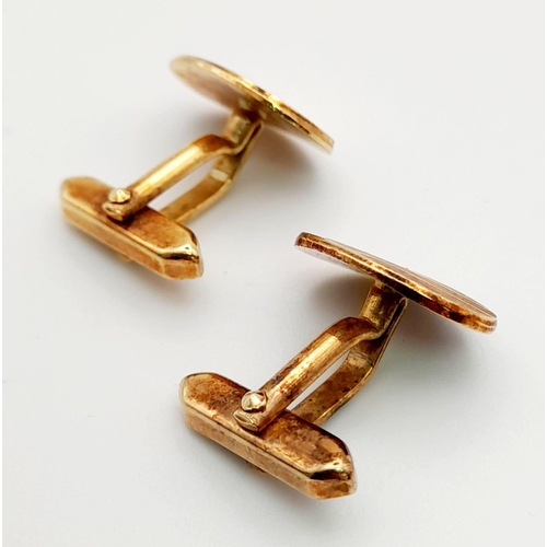 985 - Two Pairs of Vintage Yellow Metal Cufflinks. Excellent condition. 13.6g total weight.