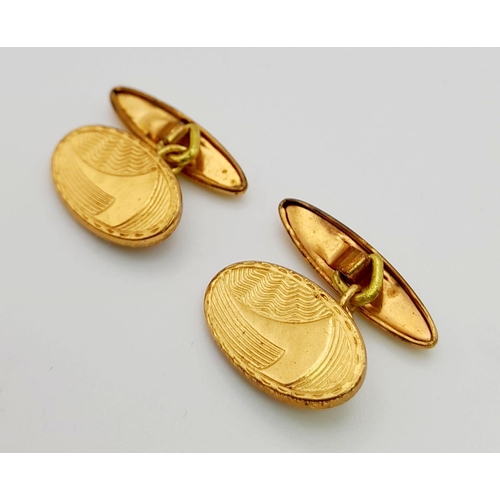 985 - Two Pairs of Vintage Yellow Metal Cufflinks. Excellent condition. 13.6g total weight.