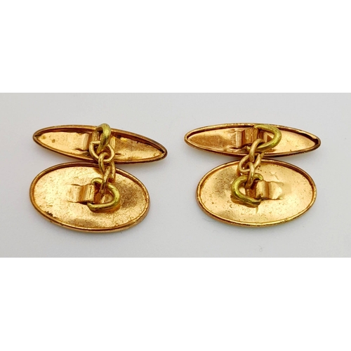 985 - Two Pairs of Vintage Yellow Metal Cufflinks. Excellent condition. 13.6g total weight.