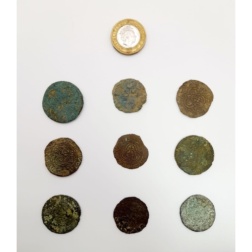 999 - Nine Medieval Jeton Tokens. Please see photos for conditions. A/F.