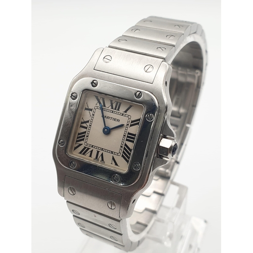 744 - CARTIER TANK WATCH STAINLESS STEEL ROMAN NUMERAL 24MM