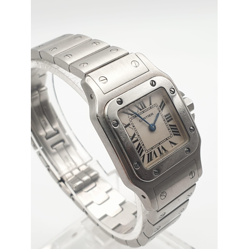 744 - CARTIER TANK WATCH STAINLESS STEEL ROMAN NUMERAL 24MM