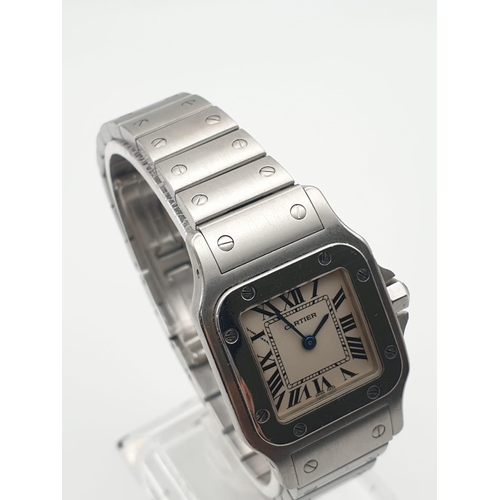 744 - CARTIER TANK WATCH STAINLESS STEEL ROMAN NUMERAL 24MM