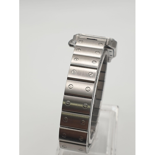 744 - CARTIER TANK WATCH STAINLESS STEEL ROMAN NUMERAL 24MM