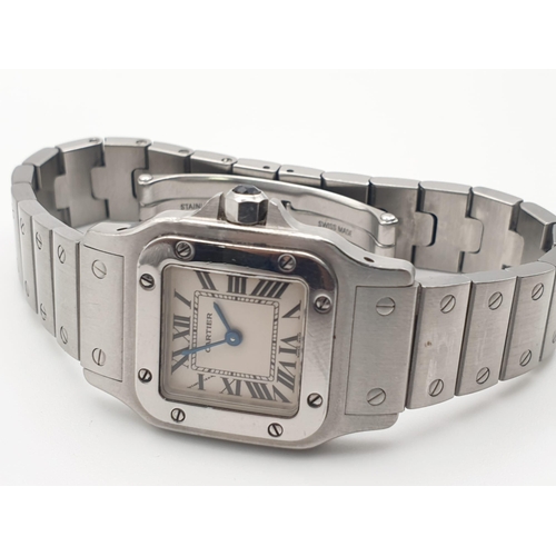 744 - CARTIER TANK WATCH STAINLESS STEEL ROMAN NUMERAL 24MM