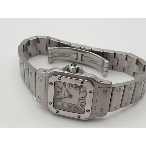 744 - CARTIER TANK WATCH STAINLESS STEEL ROMAN NUMERAL 24MM