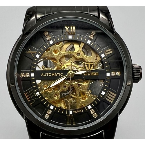 340 - Excellent Condition Ex Display Automatic Skeleton Watch by Tevise 44mm width including winder