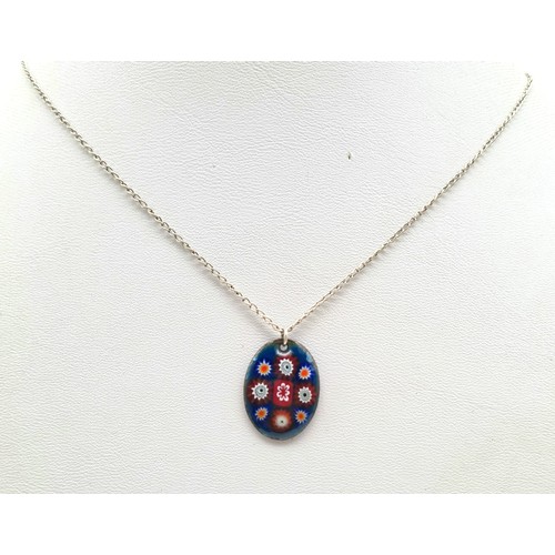 685 - Sterling Silver and Caithness Crystal Style Mosaic Pendant Necklace 46cm chain in Presentation Box