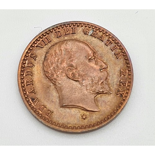 817 - A 1902 Bronze Model Half Farthing Coin. Extremely fine. Obverse - Features the uncrowned portrait of... 