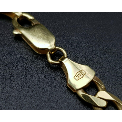 912 - 9K YELLOW GOLD FIGARO NECKLACE. 28.5G TOTAL WEIGHT. 60CM.