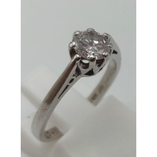 779 - PLATINUM DIMAOND SOLITAIRE RING. 0.50CT. SIZE J. 3.3G.