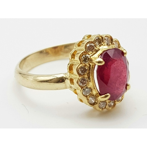 545 - A Glorious 14K Yellow Gold, Ruby and Diamond Jewellery Set - All with an identical wonderful design ... 