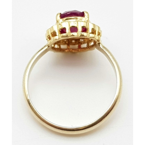 545 - A Glorious 14K Yellow Gold, Ruby and Diamond Jewellery Set - All with an identical wonderful design ... 